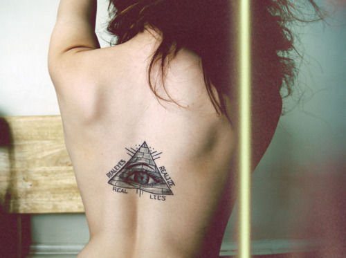 Illuminati Eye Tattoo on Girl Back Body